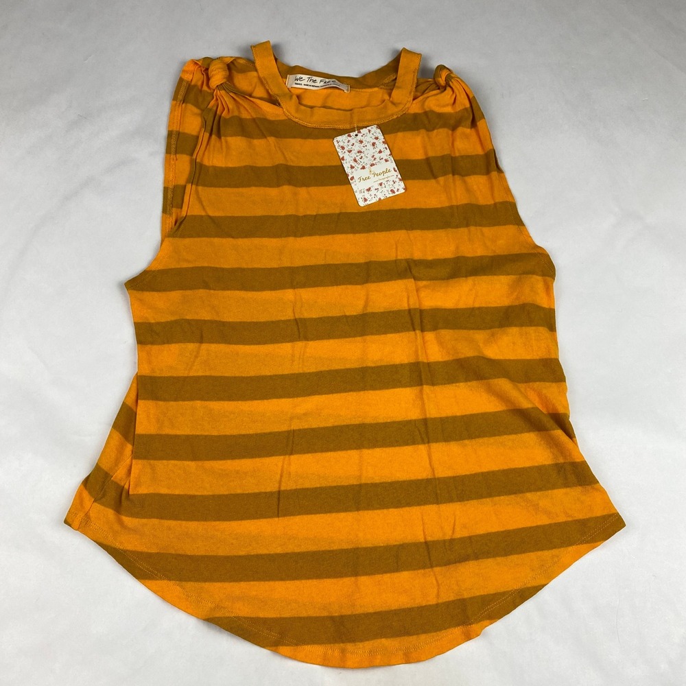 NWT Free People Tank Top Women's Size Small Orange Striped